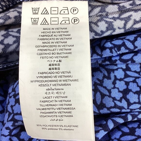 Michael Kors Blue Ditzy Floral Print Wide Leg Sleeveless Jumpsuit Sz L #49M - Picture 12 of 13